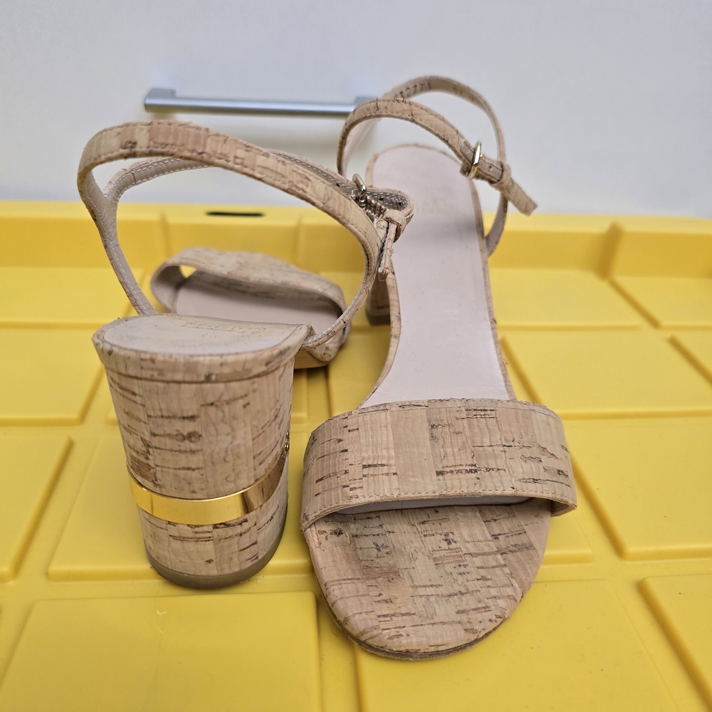 Stuart Weitzman Cork Block Heel Sandals in Natural Cork
